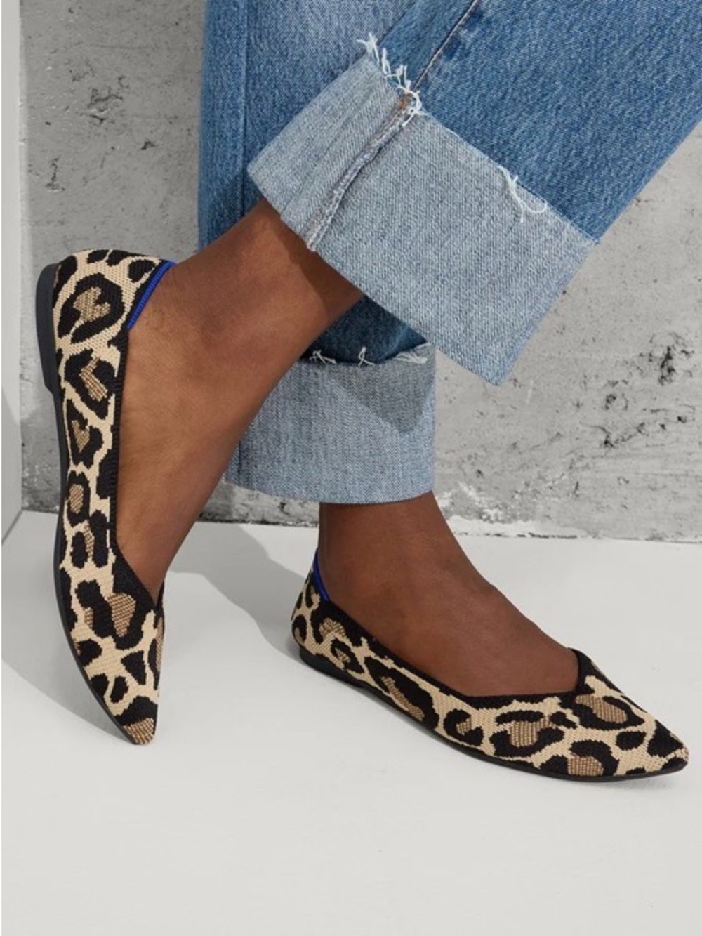 Rothy's The Point II Desert Cat Leopard Pointed Flats Shoes Slipons Knit Sz 10